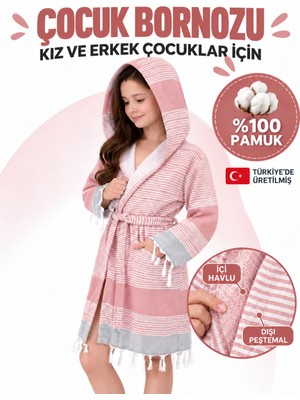 Emillie Mira Çocuk Havlu Peştemal Bornoz Unisex - % 100 Pamuk