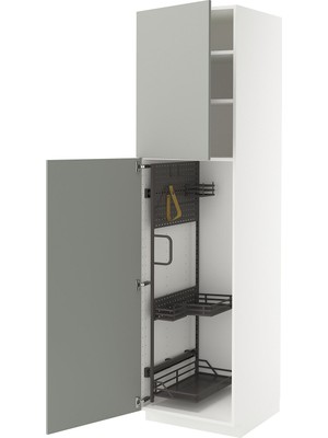 IKEA Açık Gri Temizlik Dolabı 60X60X220 Cm, 2 Kapaklı, Raflı