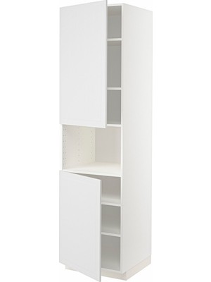 IKEA Beyaz Ankastre Mikrodalga Fırın Boy Dolabı 60X60X220 Cm, 2 Kapaklı, Raflı
