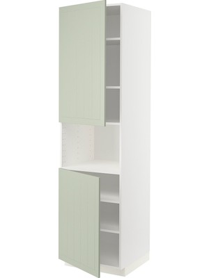 IKEA Açık Yeşil Ankastre Mikrodalga Fırın Boy Dolabı 60X60X220 Cm, 2 Kapaklı, Raflı