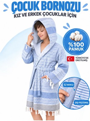 Emillie Mira Çocuk Havlu Peştemal Bornoz Unisex - % 100 Pamuk