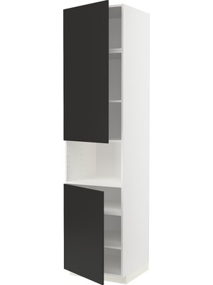 IKEA Antrasit Ankastre Mikrodalga Fırın Boy Dolabı 60X60X240 Cm, 2 Kapaklı, Raflı