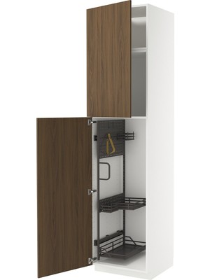 IKEA Ceviz Temizlik Dolabı 60X60X240 Cm, 2 Kapaklı