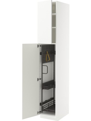 IKEA Beyaz Temizlik Dolabı 40X60X220 Cm, 2 Kapaklı, Raflı