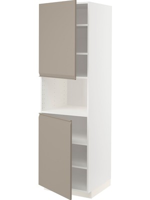 IKEA Koyu Bej Ankastre Mikrodalga Fırın Boy Dolabı 60X60X200 Cm, 2 Kapaklı, Raflı