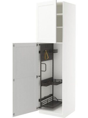 IKEA Beyaz Temizlik Dolabı 60X60X220 Cm, 2 Kapaklı, Raflı