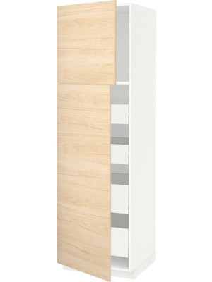 IKEA Açık Dişbudak Mutfak Boy Dolabı 60X60X200 Cm, 2 Kapaklı, 4 Iç Çekmeceli