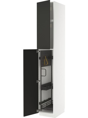 IKEA Antrasit Temizlik Dolabı 40X60X240 Cm, 2 Kapaklı