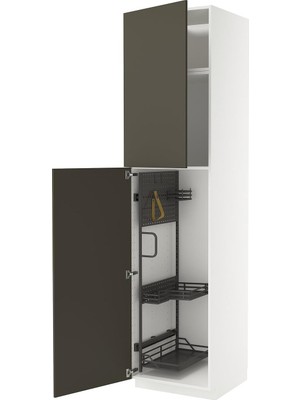 IKEA Kahverengi-Bej Temizlik Dolabı 60X60X240 Cm, 2 Kapaklı