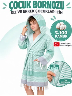 Emillie Mira Çocuk Havlu Peştemal Bornoz Unisex - % 100 Pamuk