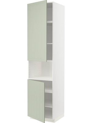 IKEA Açık Yeşil Ankastre Mikrodalga Fırın Boy Dolabı 60X60X240 Cm, 2 Kapaklı, Raflı