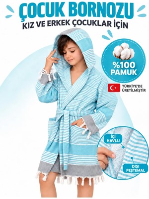 Emillie Mira Çocuk Havlu Peştemal Bornoz Unisex - % 100 Pamuk
