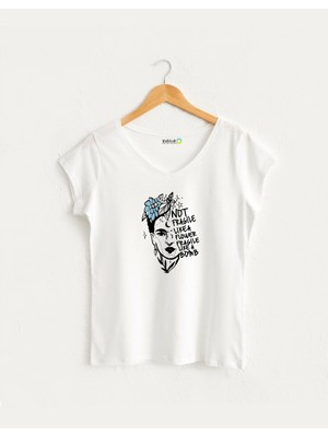 Kidilia Frida Kahlo Pop Art V Yaka Tişört