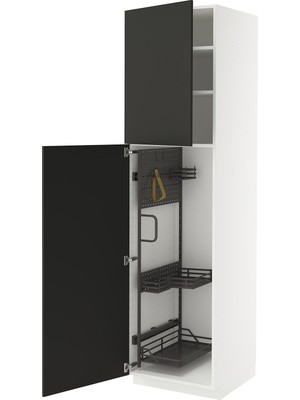 IKEA Antrasit Temizlik Dolabı 60X60X220 Cm, 2 Kapaklı, Raflı