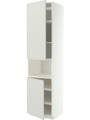 IKEA Açık Gri Ankastre Mikrodalga Fırın Boy Dolabı 60X60X240 Cm, 2 Kapaklı, Raflı