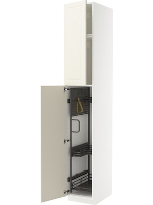 IKEA Kırık Beyaz Temizlik Dolabı 40X60X240 Cm, 2 Kapaklı