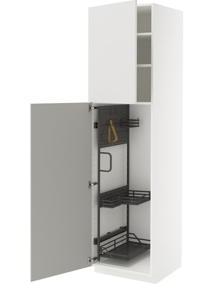 IKEA Açık Gri Temizlik Dolabı 60X60X220 Cm, 2 Kapaklı, Raflı