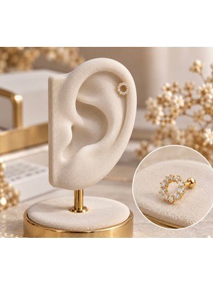 Mel and Co Taşlı Daire Minimal Çelik Piercing