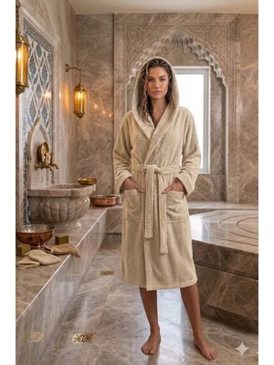 Embays Collection Kapüşonlu Bornoz ,bukle Bornoz, %100 Pamuklu ,hamam Sauna Bornoz Kadın / Unisex Bornoz