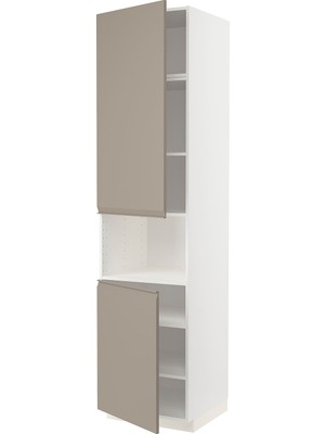 IKEA Koyu Bej Ankastre Mikrodalga Fırın Boy Dolabı 60X60X240 Cm, 2 Kapaklı, Raflı
