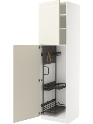 IKEA Kırık Beyaz Temizlik Dolabı 60X60X220 Cm, 2 Kapaklı, Raflı