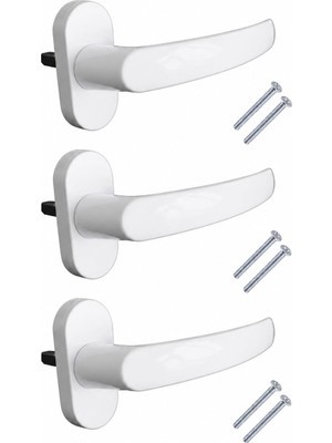 MUJGAN Pvc Pencere Kolu 3 Adet – Plastik Cam Kolu, Evrensel Uyumlu, Vidalı Montaj, Dayanıklı Beyaz Pencere Açma Kolu