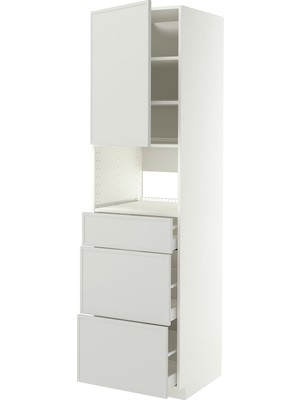 IKEA Açık Gri Ankastre Fırın ve Mikrodalga Boy Dolabı 60X60X220 Cm, Tek Kapaklı, 3 Çekmeceli, Raflı