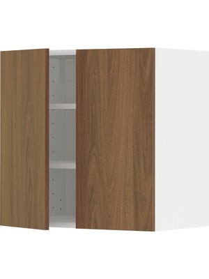 IKEA Ceviz Mutfak Duvar Dolabı 60X38,6X60 Cm, 2 Kapaklı, Raflı