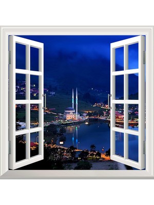 MUJGAN Pencere Poster Duvar Kağıdı Uzungöl Akşam Yapışkanlı Sticker
