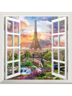 MUJGAN Pencere Poster Duvar Kağıdı Paris Kolaj Yapışkanlı Sticker