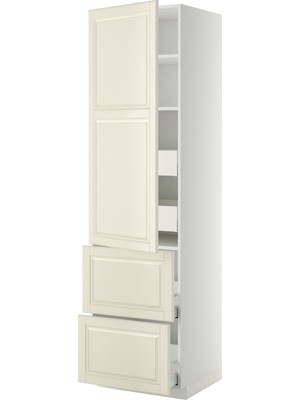 IKEA Kırık Beyaz Mutfak Boy Dolabı 60X60X220 Cm, Tek Kapaklı, 2 Çekmeceli, 2 Iç Çekmeceli, Raflı