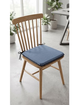Mor Minder Bahçe Balkon Mutfak Kreş Sandalye Minderi Fermuarlı 40X40 6 Adet Düz Mavi 5 cm Gri Sünger