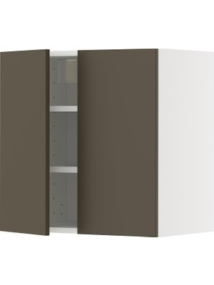 IKEA Kahverengi-Bej Mutfak Duvar Dolabı 60X38,6X60 Cm, 2 Kapaklı, Raflı
