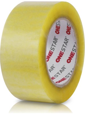 MUJGAN BADEM10 Onestar Koli Bandı 45 mm x 100 mt Şeffaf Güçlü Yapışkanlı Kopmayan Bant