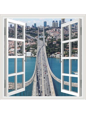 MUJGAN Pencere Poster Duvar Kağıdı Boğaz Köprüsü Yapışkanlı Sticker