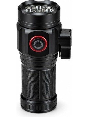 MUJGAN Busstier 10000 Lümen Mıknatıslı Mini El Feneri 15W Güçlü LED Şarjlı Yedek Pilli Taşıma Çantalı Taşınabilir Kamp Araç Acil Durum Feneri