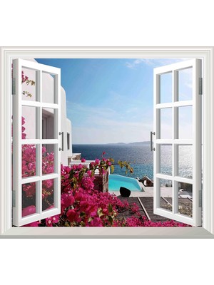 MUJGAN Pencere Poster Duvar Kağıdı Deniz Havuz Yapışkanlı Sticker