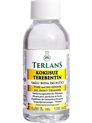 MUJGAN Terlans Kokusuz Terebentin 100 ml | Yağlı Boya Inceltici | Kokusuz, Düşük Uçuculu Profesyonel Resim Malzemesi ve Atölye Kullanımı Için