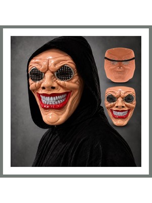 Bezos Kırmızı Ağız ve Beyaz Diş Detaylı File Gözlü Maske Mmbz