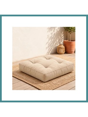 Bezos Kapitone Kare Yer Minderi · 60 × 60 × 5 cm | Krem | Iç Mekân Mac