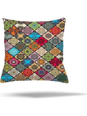 MUJGAN Pelangi Geometrik Desen Gizli Fermuarlı Yastık Kılıfı Kırlent Kılıfı Koltuk Yastık Kılıfı, Pembe-Sarı 45 x 45