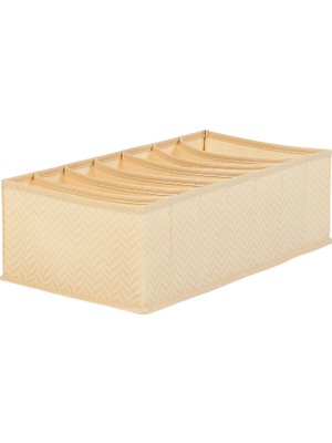MUJGAN Ocean Home Textile 7 Bölmeli Bej Balıksırtı Çekmece Düzenleyici 22 x 41,5 x 12 cm