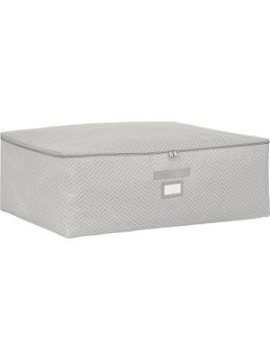 MUJGAN Ocean Home Textile Büyük Boy Gri Balıksırtı Baza Altı Hurç 62 x 46 x 22 cm