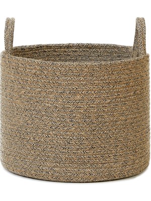 MUJGAN Ocean Home Textile Siyah Kırçıllı Jüt Halat Sepet 35 x 27 cm