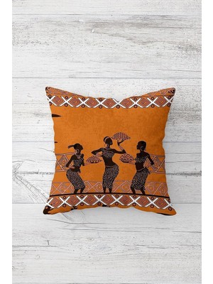 MUJGAN Pelangi Afrika Tribal Dans Çift Tarafı Baskılı Gizli Fermuarlı Yastık Kılıfı Kırlent Koltuk Yastık Kılıfı, Turuncu-Kahve 45 x 45