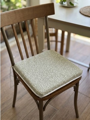 Mor Minder Bahçe Balkon Mutfak Kreş Sandalye Minderi Fermuarlı 40X40 6 Adet Yeşil Çiçekli 5 cm Gri Sünger
