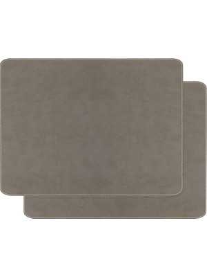 MUJGAN Ocean Home Textile 2'li Gri Renk Deri Amerikan Servis 40 x 30 cm