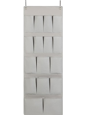 MUJGAN Ocean Home Textile 16 Gözlü Gri Balıksırtı Kapı Arkası Düzenleyici 45 x 125 cm