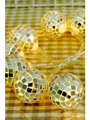 MUJGAN Buffer Mini Disko Topu Dekoratif Süsleme 10’lu LED Zinciri Pilli Süs LED