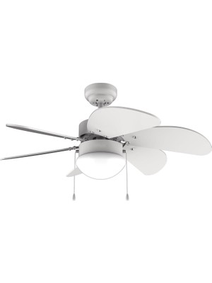 MUJGAN Vanti KCF280 60W 30 Inç Ahşap 6 Kanatlı Lambalı Avizeli Ipli Tavan